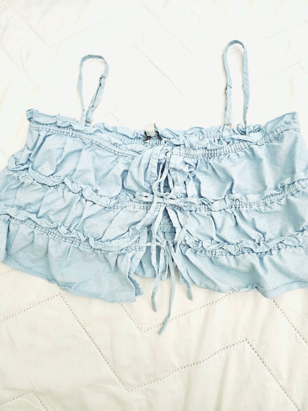 Light Blue Ruffle Bow Detail Top Size M